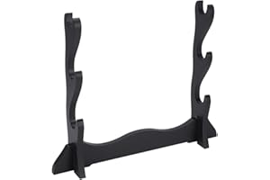 UNICRAFTALE 3-Tier Light saber Stand Swords Stands Black MDF Katana Stand Wooden Lightsaber Display Holder Samurai Sword Hanger Cosplay Rack Sword Holder 37x7x30cm