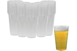 1ABOVE 50pk Half Pint Glasses, 330ml- Half Pint Plastic Cup, Strong Plastic Beer Cups Glasses Disposable Tumblers