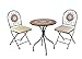 Produktbild TWC Warenhandel Plus - Garten und mehr Designer Mosaik Bistro Set Metall pulverbeschichtet Bistro Set Gartenmöbel Balkon Gruppe inkl Sitzauflagen 2 Stühle 1 Tisch in Mosaik Optik Set Gartenmöbel
