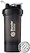 Produktbild BlenderBottle Prostak Protein Shaker/Diät Shaker (650ml, skaliert bis 450ml, mit 2 Container 150ml & 100ml, 1 Pillenfach) Schwarz