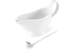 LoeJan 17OZ Gravy Boat with Spoon, Ceramic Sauce Serving Dish, Easy-Pour Big Dripless Lip Spout Serveware Set for Salad Cream Milk Broth Black Pumpkin Thanksgiving