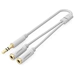 UGREEN Audio Câble Adaptateur Jack 3.5mm Mâle vers 2 Femelle Splitter Audio Dédoubleur pour Écouteur Casque PC Tablette Téléphone Lecteur MP3 Macbook iPad iPod Smartphone iPhone Samsung Galaxy, 20cm, Blanc