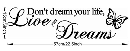 ufengke® „Don’t Dream Your Life, Live Your Dreams“ Zitate Und Sprüche Wandsticker, Wohnzimmer Schlafzimmer Entfernbare Wandtattoos Wandbilder - 4