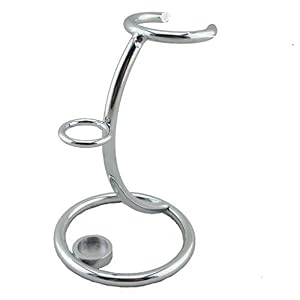 VIGSHAVING Chrome Plated Metal Shaving Brush and Razor Set Stand - Image 3