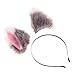 Produktbild ECMQS Heißer Verkauf Frauen Mädchen Mode Fuchs Plüsch Katze Ohren Stirnbänder Haarschmuck (Leopard) (Grau + Weiß)