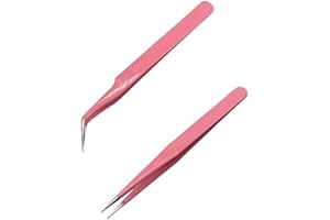 CCLKHY Wimpernzange, 2 Stück Wimpernverlängerung, Pinzette mit spitzen, geraden und gebogenen Spitzen, Pinzette zur Verlängerung falscher Wimpern, Präzisions-Verlängerung für Wimpern