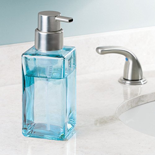 mDesign Schaumseifenspender wiederbefüllbar – edler Seifenspender aus Glas mit 414 ml Füllmenge – idealer Seifenschaumspender für die Küche oder als Badzubehör – blau - 2