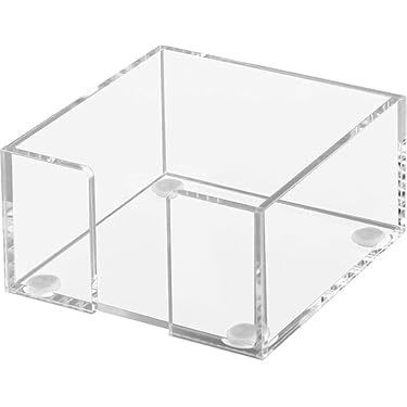 Clear Acrylic Square Sticky Note Holder Dispenser, Self-Stick Memo Pad Storage
