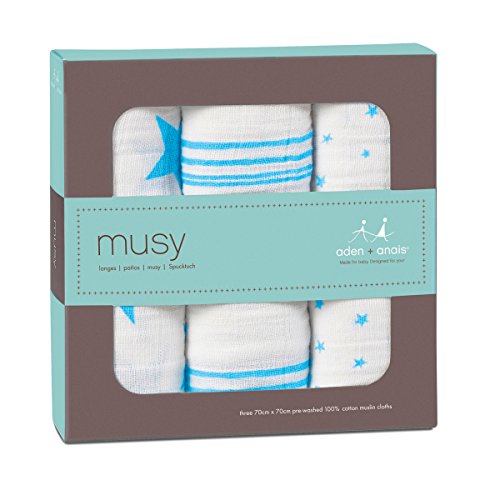 aden + anais 7211G Classic Musy, 3er pack, fluro blau - 2