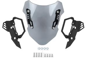 GWINDY Windshield For YAMAHA MT-15 MT-125 2019 2020 2021 2022 Motorcycle Front Windscreen Pare-brise Wind Deflector Protector Mount Bracket (Grey Screen+Black Bracket)