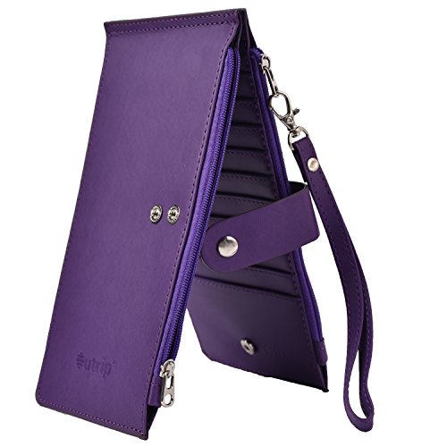Outrip Womens Card Wallet RFID Blocking Leather Slim Card Holder Wallet Purse (Purple)