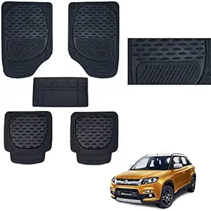 Cabix Black, Odourless PVC Car Mat 6204 for Maruti Vitara Brezza (Set of 5, Black)