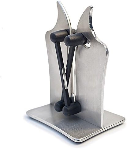 Knife Sharpener Stone Sharpener Triple-Action Sharpens, Hones, Polishes Serrated, Beveled, Standard Blades (Silver)