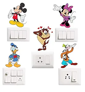 Sticker Hub Mickey Mouse Cartoon Characters Switch Board Sticker Size- 10 cm x 9 cm - Set of 5 SW210