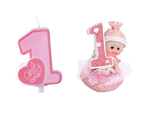 Torten Deko Set 1.Geburtstag Mädchen 2 teilig Kuchendeko Tortenfigur Tortenkerze