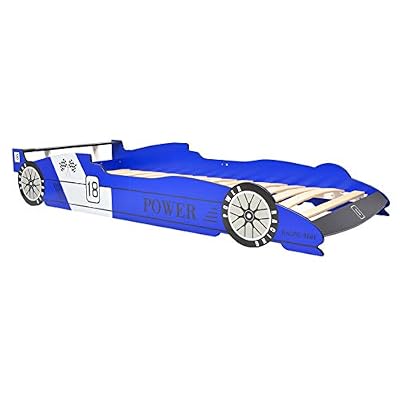 vidaXL Lit Voiture de Course pour Enfants avec LED 90x200 cm Bleu Lit d'enfant