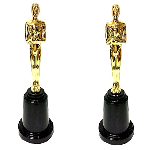 2 Statuette in Plastica Dorata CM 15 Premio Cinema