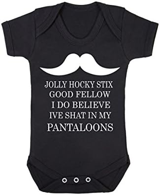 Jolly Hockey Stix I Do Believe I've Shat In My Pantaloons Babygrow (3-6 Months, black)