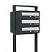 Produktbild BITUXX® Design Stand-Briefkastenanlage Postkasten Letterbox Mailbox Edelstahl Briefklappe mit 3 Fächer Dunkelgrau