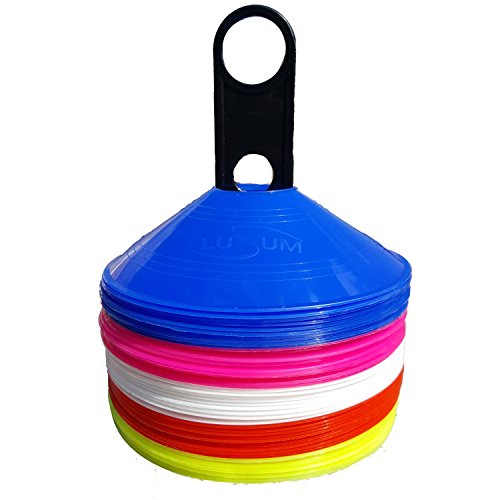 Lusum Set of 50 Sports Safety Space Marker Cones with Stand and Bag