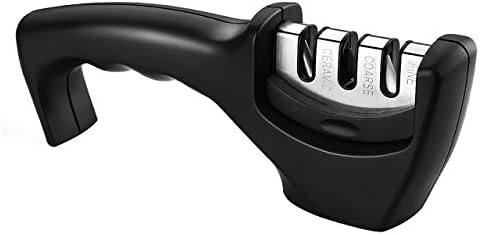 Septven Manual Knife Sharpener 3 Stage - Ceramic / Coarse / Fine Professional Kitchen Sharpening System for Steel &amp; Ceramic Knives