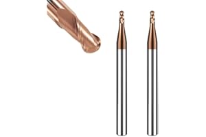 ASNOMY 2 sztuki frez promieniowy VHM z głowicą kulową – Ø 2 mm, powłoka AlTiN HRC 55, frez kulowy z twardego metalu, 2 zęby frez do grawerowania CNC do metalu
