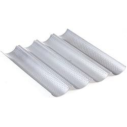 Plaque de cuisson moule pour 4 baguettes - Anti-adhésif - Plaque à pain perforée - Réversible pour biscuits et tuiles aux amandes !!!!