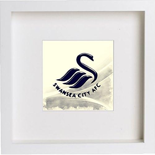Wall Art Watercolour Print of Swansea City Association Football Club Crest Badge | with Stylish Contemporary 23x23cm Frame 189