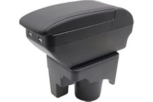 KAERGK Accoudoir double couche pour Golf 6 Mk6 2008-2013 Jetta Mk5 2006-2011 Vento Wagon 2009 2010 Console centrale Boîte de rangement avec porte-gobelet Accessoires d'accoudoir Noir