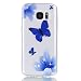 Produktbild Samsung Galaxy S7 Hülle, Chreey [Gemalt Relief] Schutzhülle Ultra Dünn Slim Fit Transparent Kratzfest Weich TPU Silikon Case Handyhülle Klar Durchsichtig Backcover [Blauer Schmetterling]