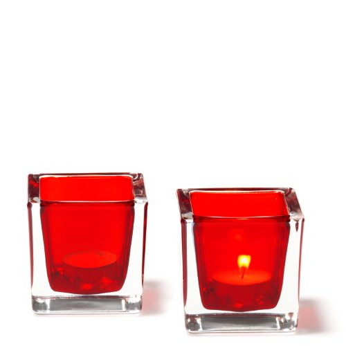 LEONARDO 086418 - Set/2 Tischlichter Cube 8 cm rot