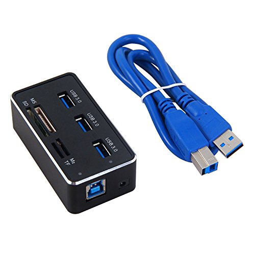 Cotop USB 3.0 Kartenleser Hub 3 * USB Slots High Speed Externer Speicherkartenleser für MS, Micro SD, M2, TF, hohe Speicherkapazität Kompatibel mit Mac PC Laptop(USB 3.0) - 5