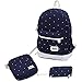 Produktbild WBAG 3 Sets Canvas Backpack Women Dot School Bag for Teenagers Girls Female Backpacks Preppy Style Composite Bags Deep Blue
