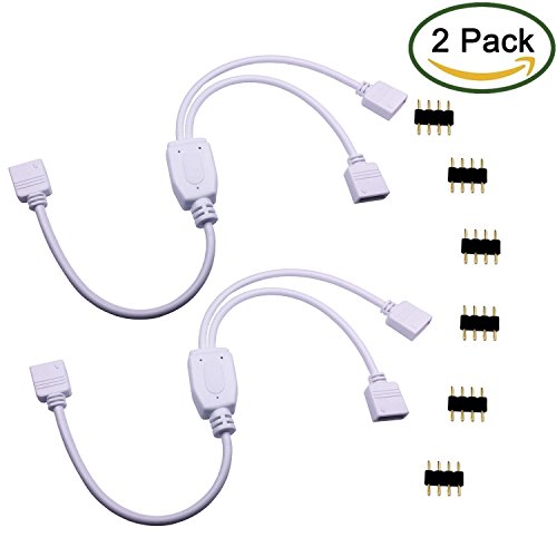 comprare on line LitaElek 2 Pack 4 Pin cavo splitter per uno o due LED di colore RGB che cambia le strisce con 6 Male 4 spine di Pin (da 1 a 2 cavo del divisore / 2 pezzi) prezzo