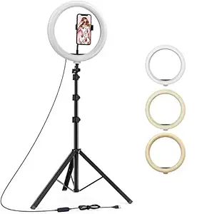 Ring Light with Stand - 10 inches Selfie led Ring Light with 7 feet Tripod Stand and Mobile Phone Holder for TIK Tok, YouTube, Instagram reels, Photo Video Shoot with 3 Colour Changing Modes