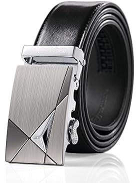 Teemzone Elder Jeansgürtel Rindleder Automatik Kurzbar Hosengürtel Gürtel für Herren mit Automatikschließe 115 CM