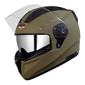 Steelbird ABS 7Wings SA-1 Double Visor Full Face Helmet with Inner Silver Sun Shield and Outer Clear Visor (Medium 580 mm, Matt Desert Storm)