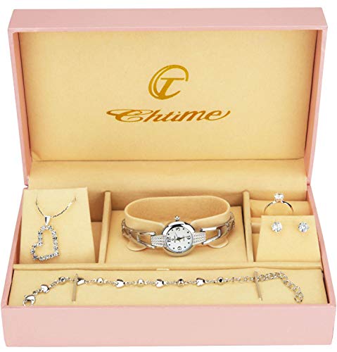 Caja de Regalo Reloj Mujer - Juegos de Joyas- Collar-Anillo- Pendientes