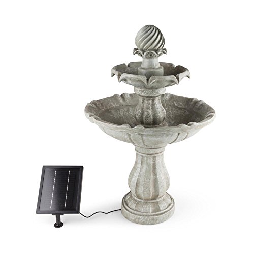 Blumfeldt Vogelsbrunn Gartenbrunnen Springbrunnen (Beton-Optik, 3 Watt Solarpanel, Pumpe mit 250 Liter/h Durchfluss, witterungsbeständig) grau - 5