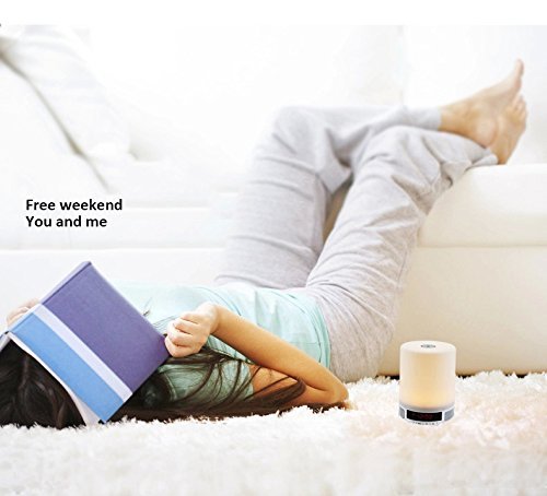 LUJII Bluetooth Lautsprecher Wireless Lautsprecher Lampe Lautsprecher Neueste Intelligente Tragbares Bluetooth Lautsprecher Multi Funktion Musik Sound Box LED Kinder Nachtlicht Touch Control Lamp (4 Dimmstufen Touch Lighting Sensor Schalter Augenschutz Lichtquelle) und Wecker Alarm mit Eingebauten Wiederaufladbaren 1800mAh Batterie – TF Karte Unterstützt – Freisprecheinrichtung – USB Charging Bluetooth Speaker Geeignet für den Innen und Außengebrauch Kids Home Deco Arbeiten Lesen Camping usw - 9