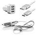 Produktbild USB 3.1 Typ C Ladekabel 2.1A + 1.0A 3 fach Kfz USB Ladeadapter 12V Auto Ladegerät - Nylon Kabel für Samsung Galaxy, Oneplus, Sony Xperia, LG, Nexus, HTC in Silber