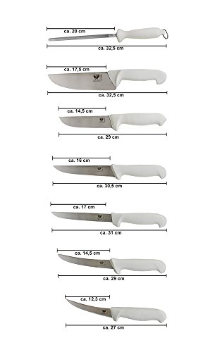 Beeketal ‚Butcher‘ 7 tlg. Schlachtermesser Set mit rutschfesten, ergonomisch geformten Griffen, Metzgermesser Klingen aus gehärtetem und rostfreien 420J2 Messerstahl, Messerset mit 2 x Schlachtmesser, 2 x Stechmesser, 2 x Ausbeinmesser, inkl. Wetzstahl Messerschärfer - 2