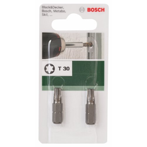 Bosch 2609255937 DIY Bits T30 25 mm, 1/4 Zoll Auβensechskantschaft DIN 3126-C6.3, Standard (2) - 2