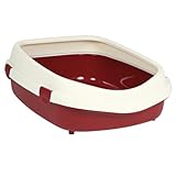 Trixie Primo Bac à litière avec Rebord, Taille XL, 71 x 56 x 25 cm, Bordeaux/crème