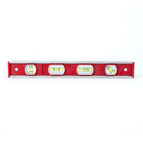 SwansonTool Co TBL001M 12 inch Aluminum Frame Magnetic Toolbox Level with Pitch Vial, Top Read Views, with 3 Rare Earth Magnets and 4 Bubble Vials for 0°/90°/45° Measurements