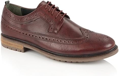 Silver Street London Men's Fenchurch Leather Brogue Lace-Up Shoes (42 EU, Burgundy)