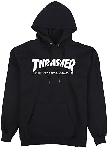 THRASHER skateboard magazine unisex HOODY HOODED pull over Sweatshirt (Medium, Black)