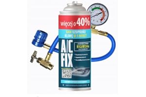 A/C FIX Refrigerant Set R134A Replacement Gas + Filling Hose with Pressure Gauge More Contents Climate