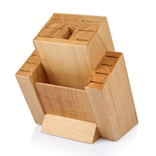 SHINY HOME® Professional Messerblock für14-tlg Messerset Block Messerhalter natur universal Holzblock Messerständer