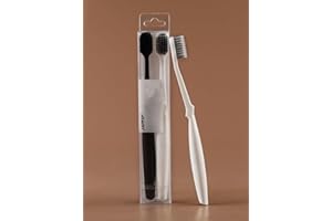 DENTAPASS Lot de Brosses à Dents Ultra Soft - 2 Brosse à Dents Souples Adultes - Manche Ergonomique, Confort Tête Large, Poils Fins - Noir et Blanc